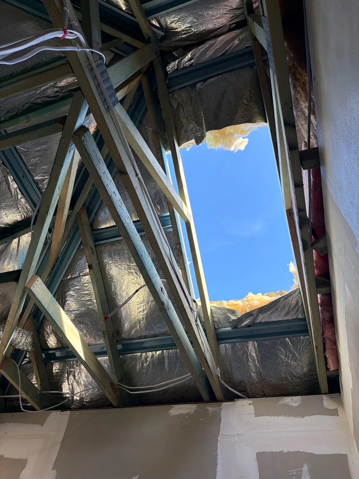 Skylight opening and roof framing at 1 Toolang Road · 2026-09-30