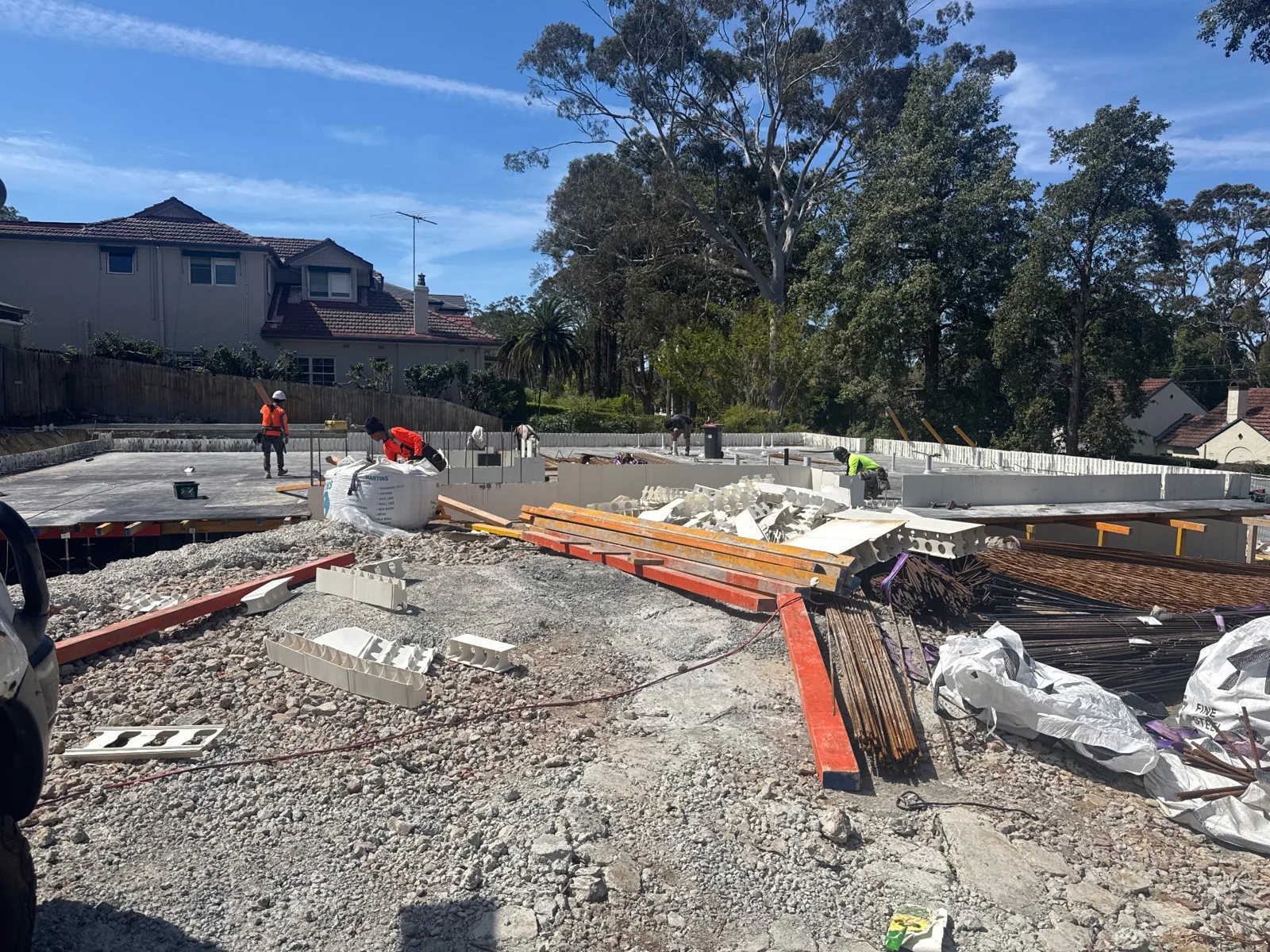 Basement structure and formwork material area at 12 Lennox Street · 2026-10-01